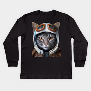 My cat is like a warrior, he is not afraid of anything. I love my cat. Kids Long Sleeve T-Shirt